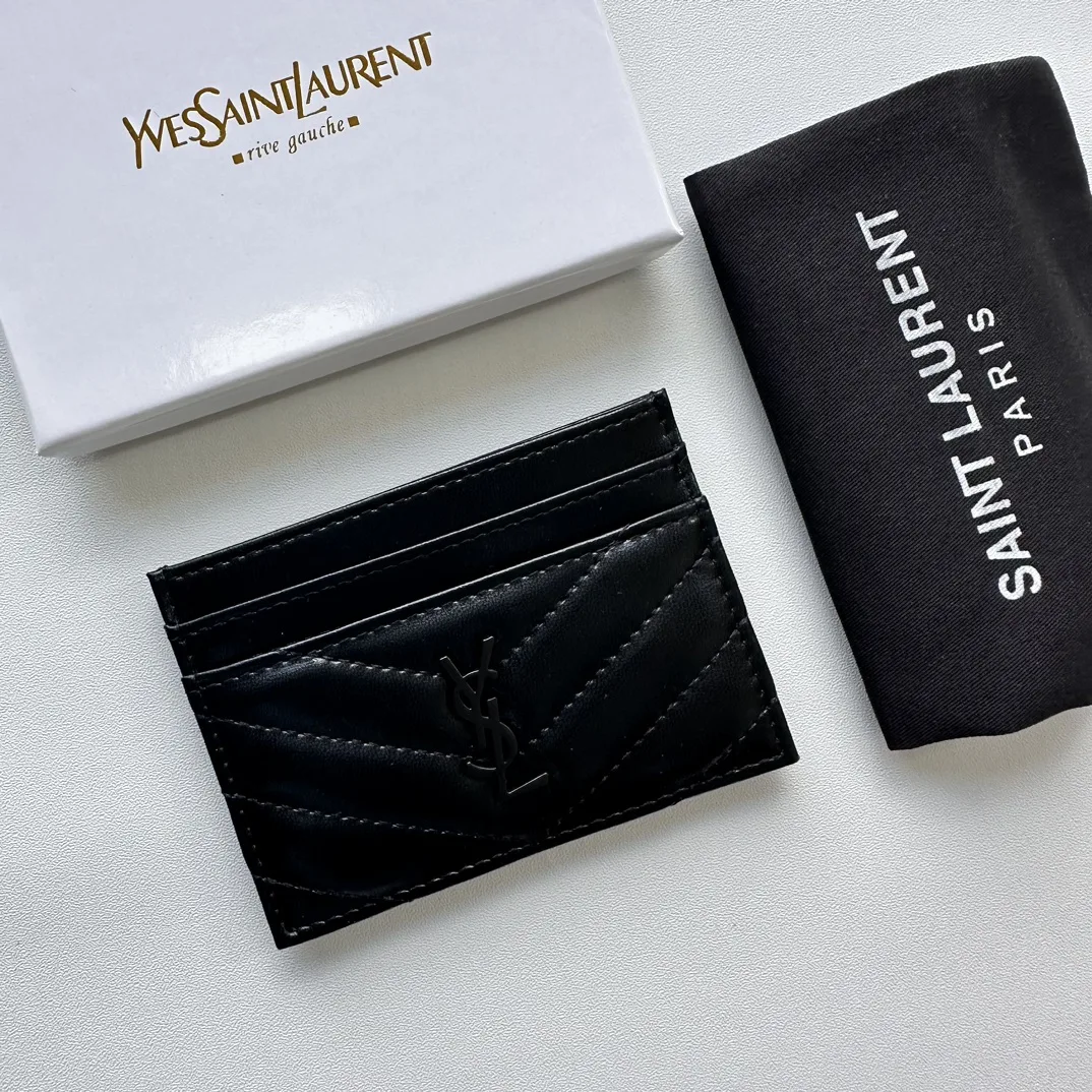 Saint Laurent CASSANDRE MATELASSÉ card case in lambskin -Black Wallet