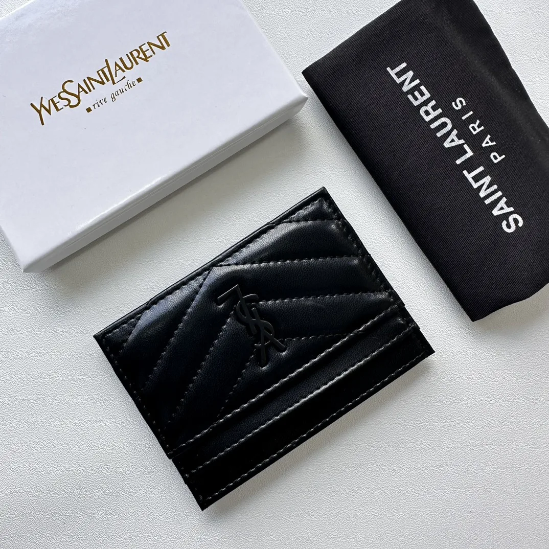 Saint Laurent CASSANDRE MATELASSÉ card case in lambskin -Black Wallet
