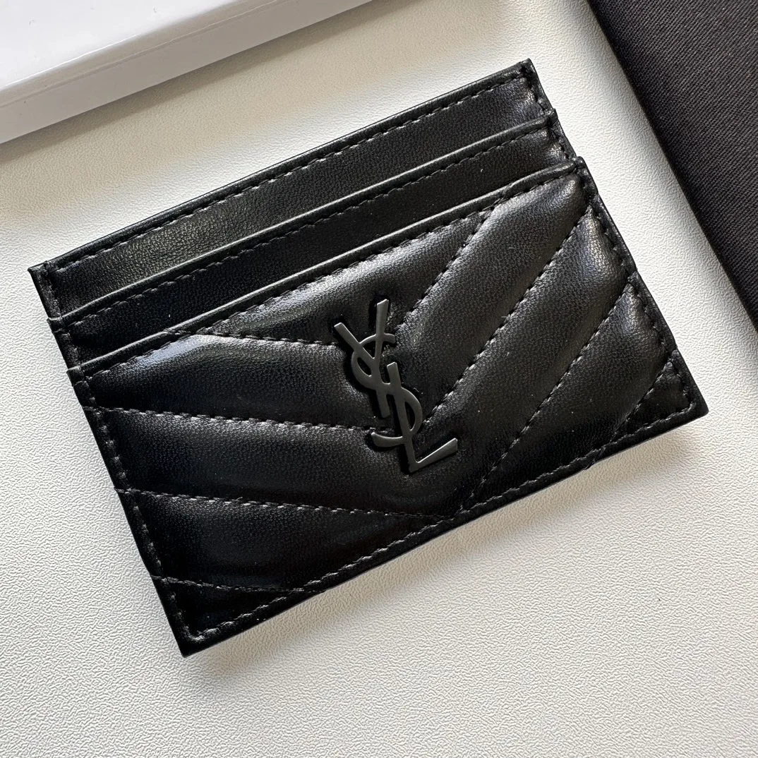 Saint Laurent CASSANDRE MATELASSÉ card case in lambskin -Black Wallet