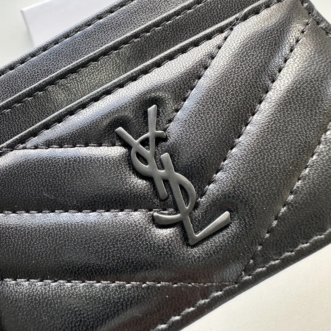 Saint Laurent CASSANDRE MATELASSÉ card case in lambskin -Black Wallet