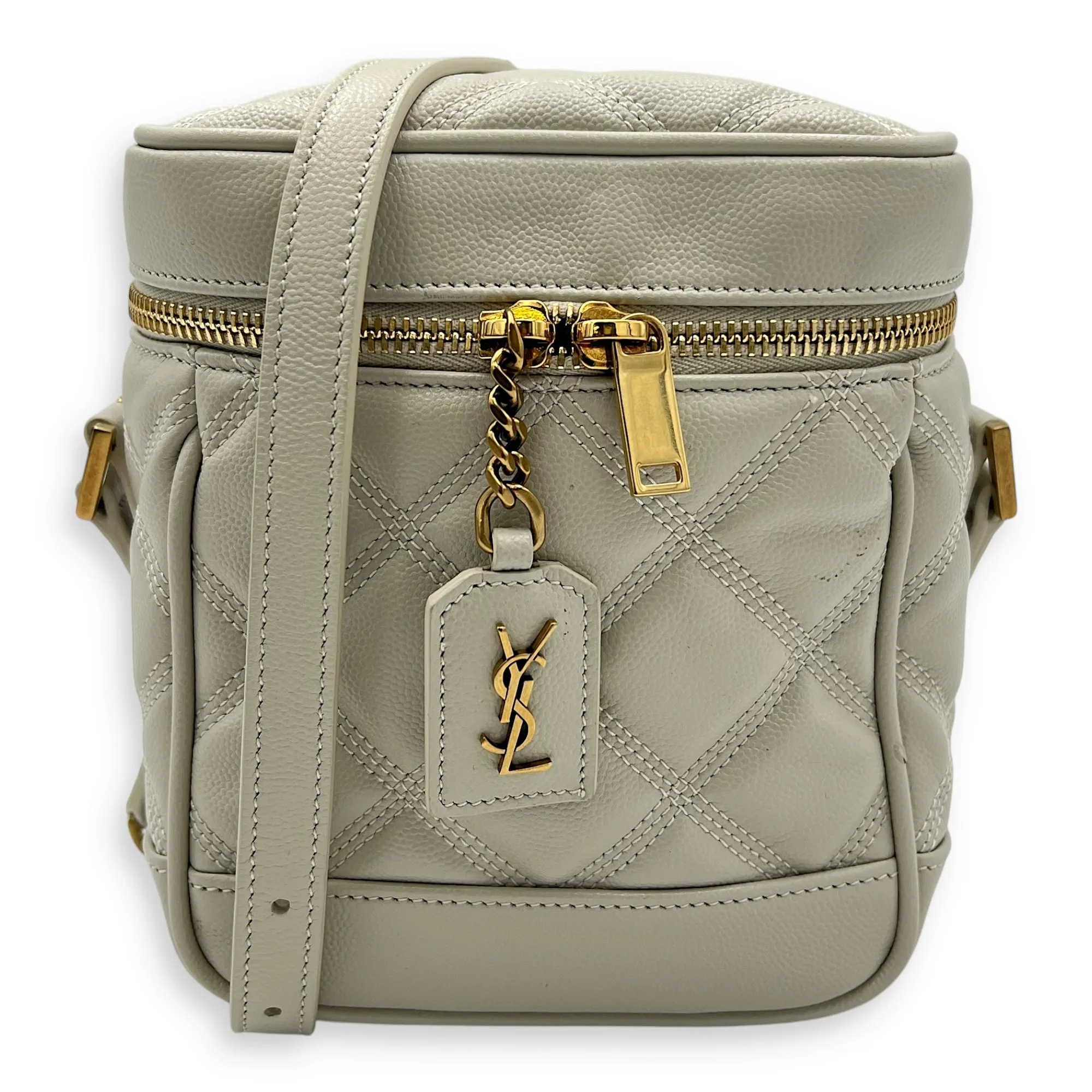 Quilted 80's Vanity Bag White in Calfskin, Gold hardware