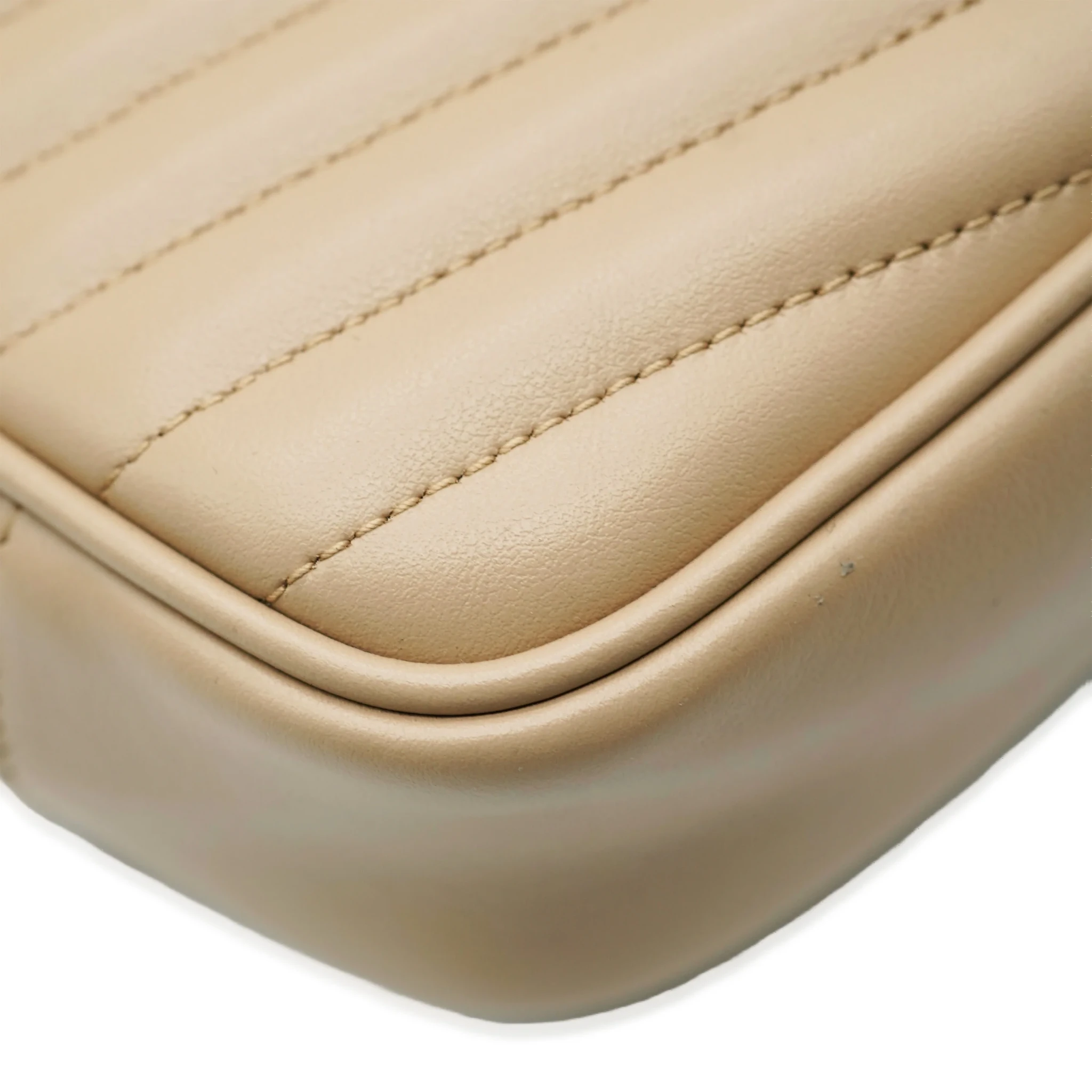 Saint Laurent Beige Chevron Calfskin Mini Lou Camera Bag