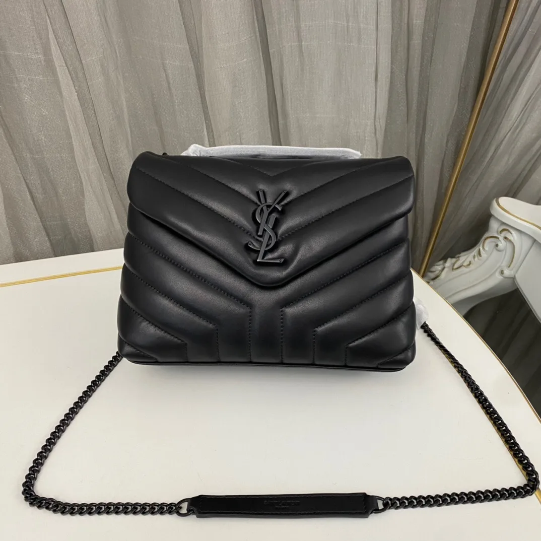 SAINT LAURENT Loulou Small Quilted Leather Shoulder Bag Black - Bag