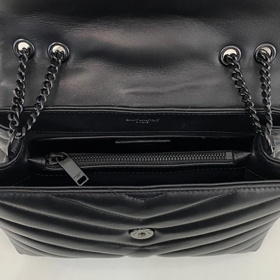 SAINT LAURENT Loulou Small Quilted Leather Shoulder Bag Black - Bag