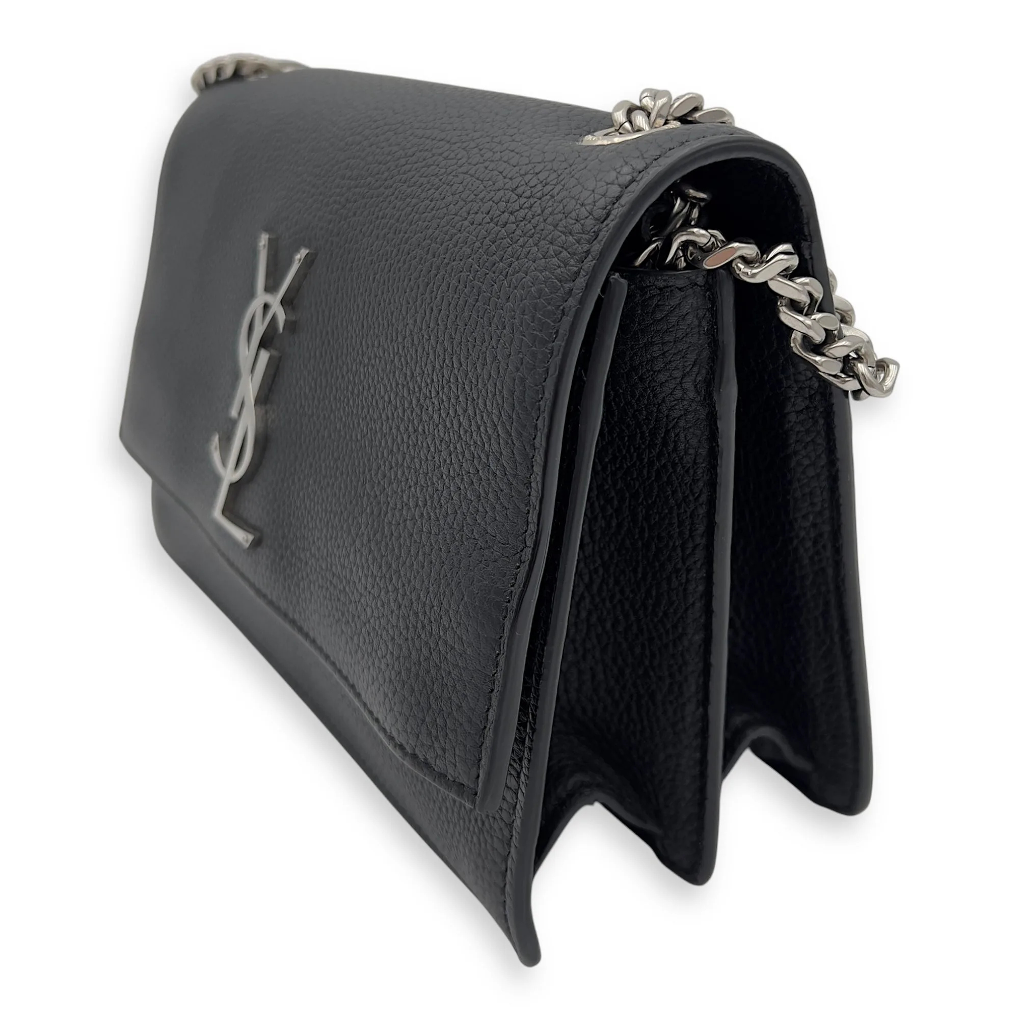 Sunset Shoulder Bag Black in Calfskin, Silver hardware