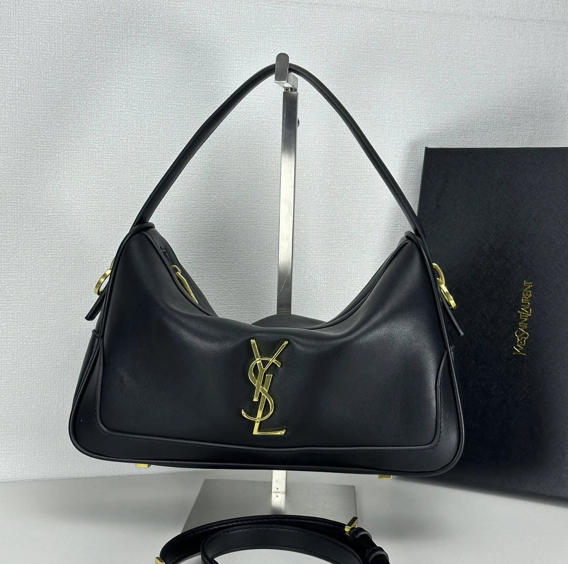 Saint Laurent YSL Vintage Bowling Bag - Black Leather Bag