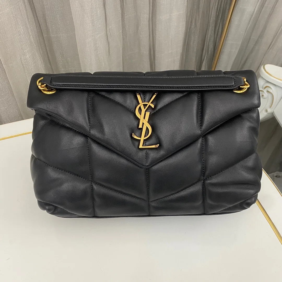 SAINT LAURENT Loulou Puffer Small Quilted Leather Shoulder Bag Black - Bag