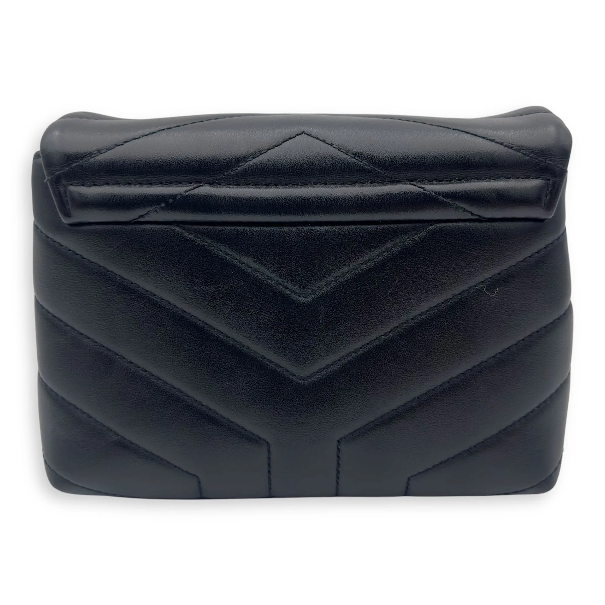 Loulou Toy Black Crossbody Bag in Calfskin, Gold hardware