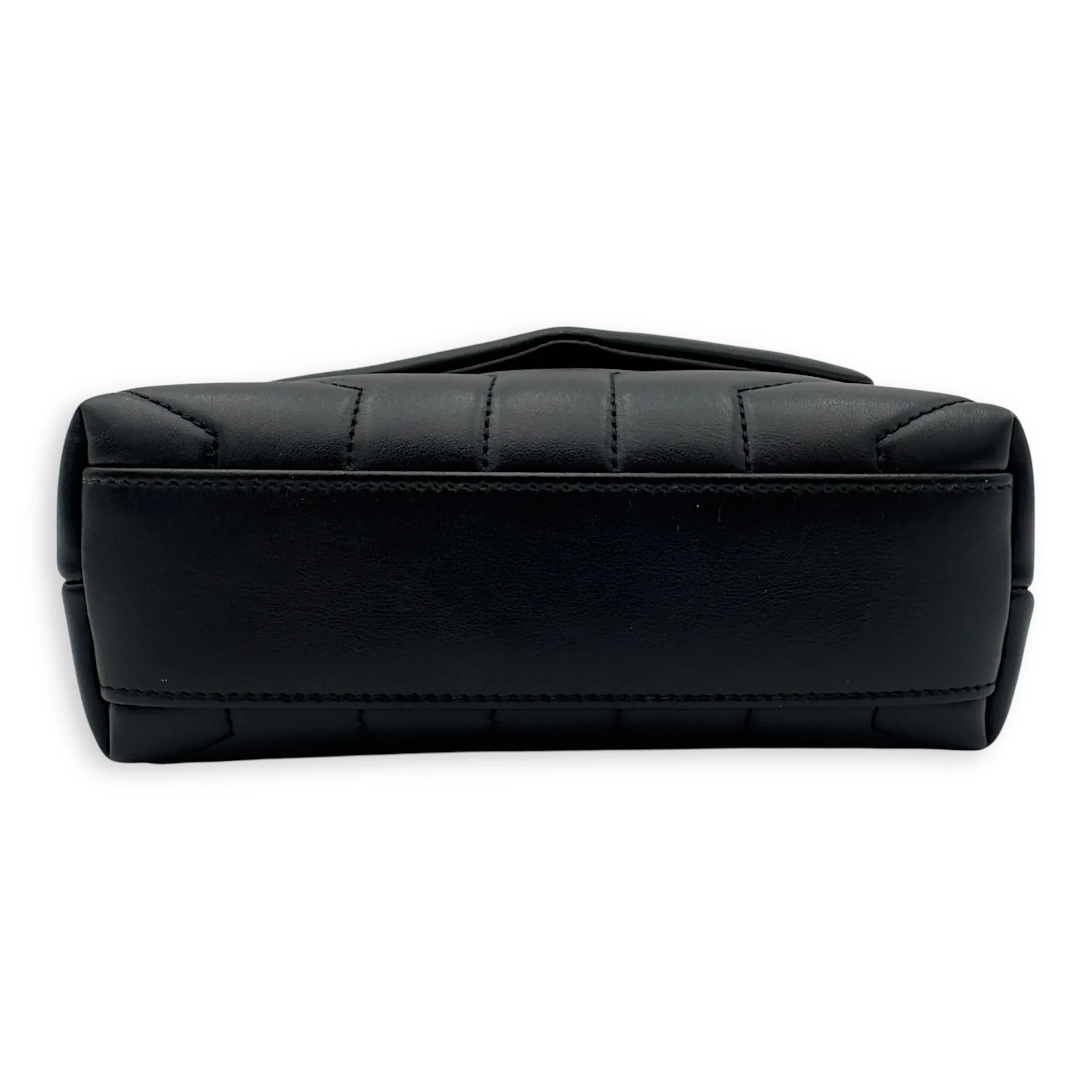Loulou Toy Black Crossbody Bag in Calfskin, Gold hardware