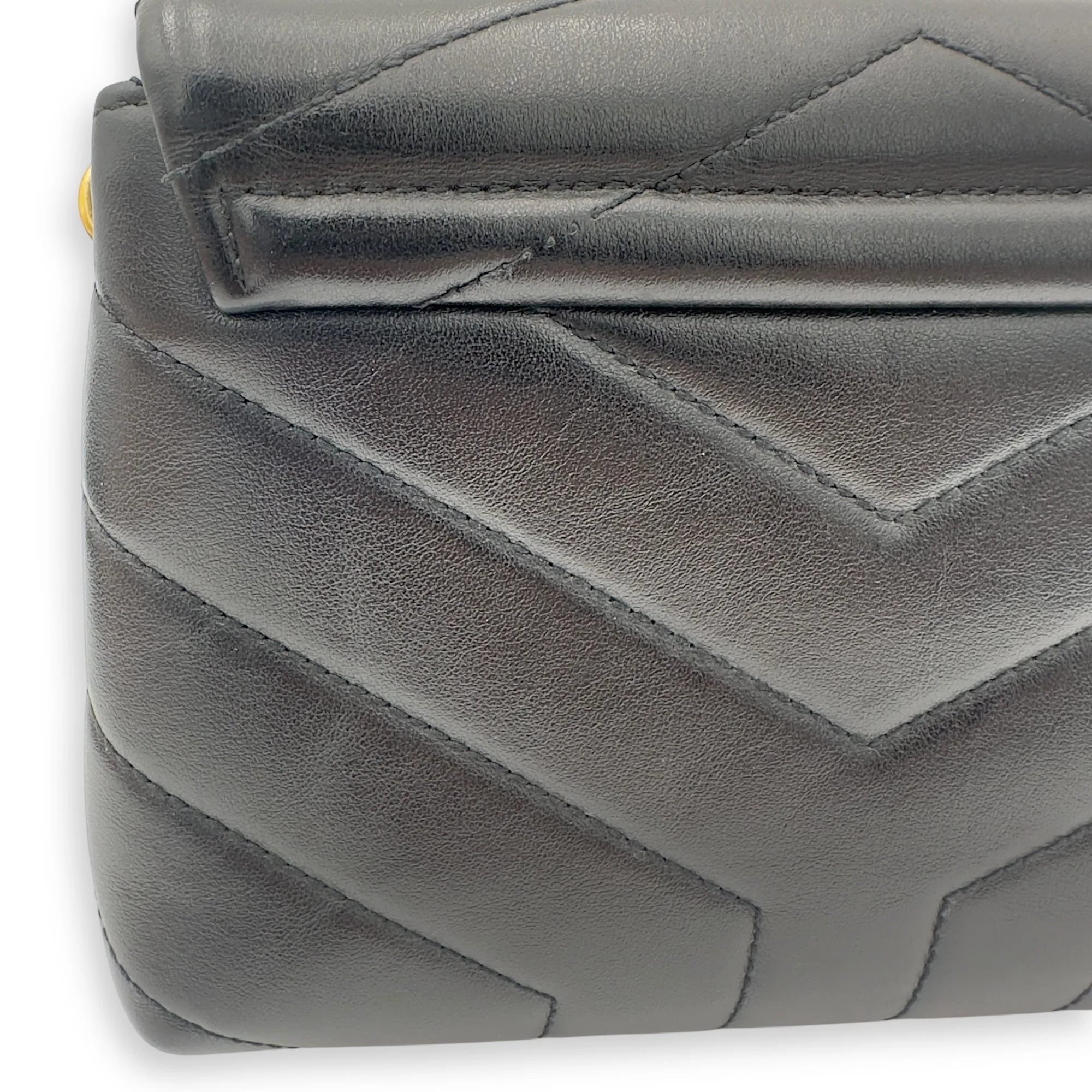 Loulou Toy Black Crossbody Bag in Calfskin, Gold hardware