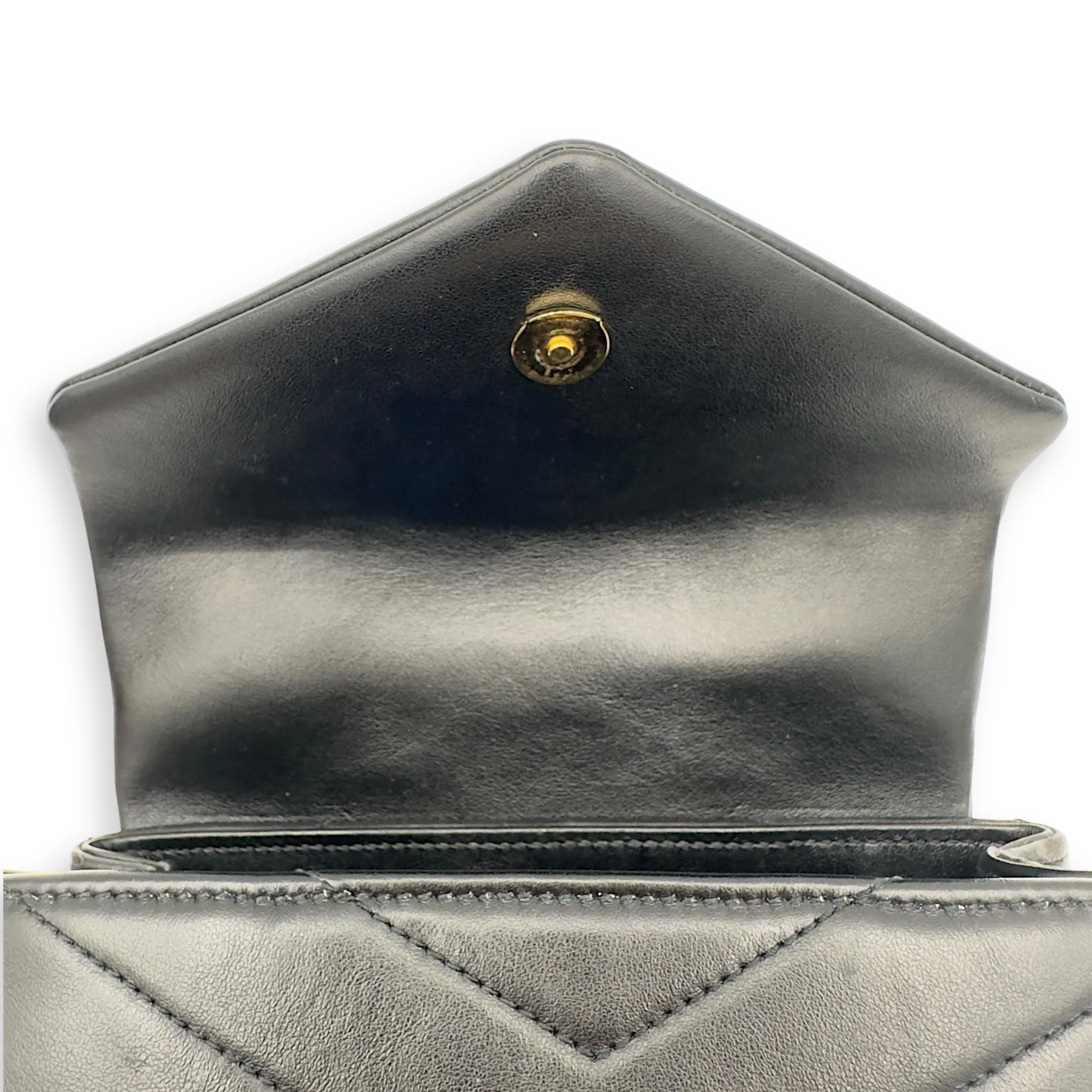 Loulou Toy Black Crossbody Bag in Calfskin, Gold hardware