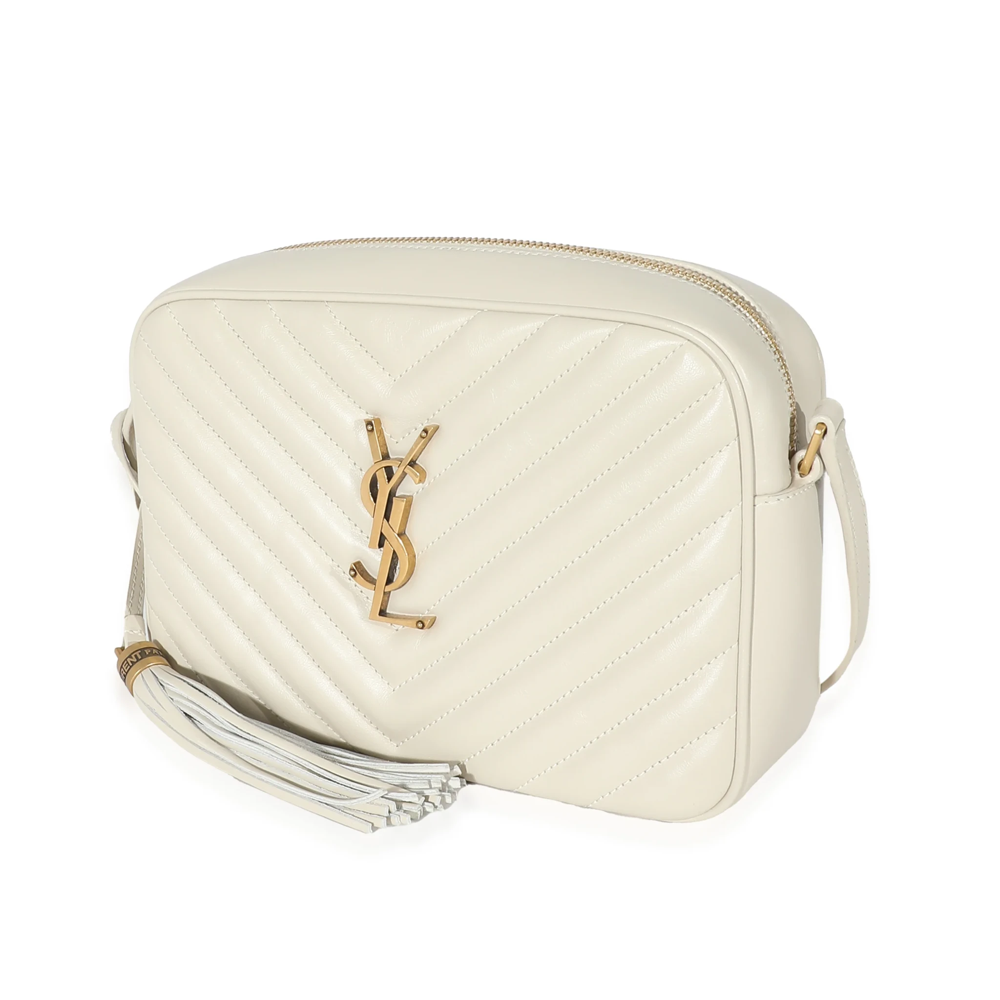 Saint Laurent Crema Soft Chevron Quilted Leather Lou Camera Bag
