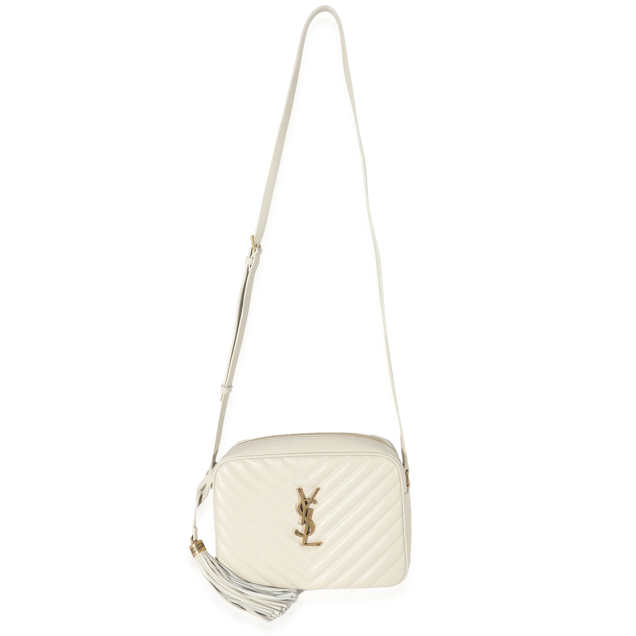 Saint Laurent Crema Soft Chevron Quilted Leather Lou Camera Bag