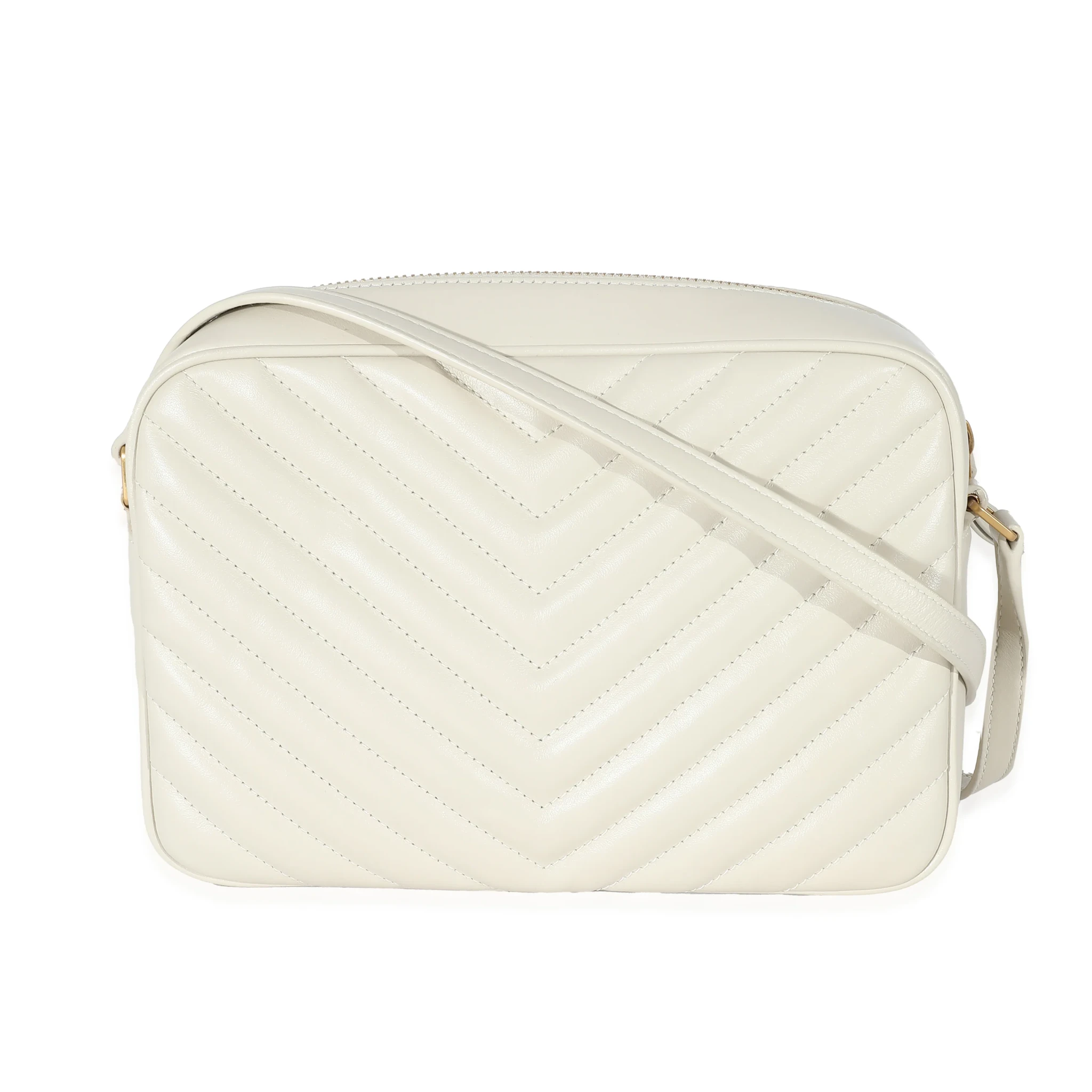 Saint Laurent Crema Soft Chevron Quilted Leather Lou Camera Bag
