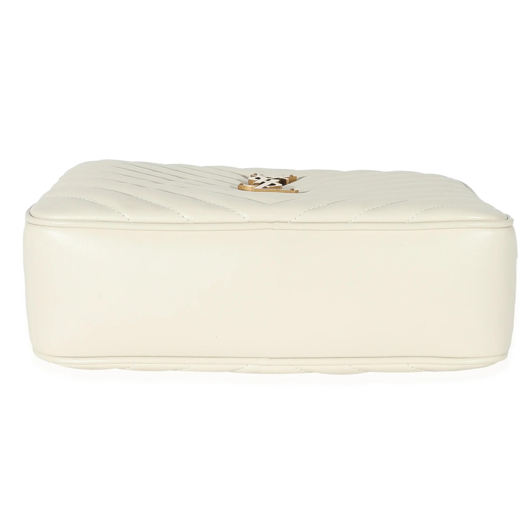 Saint Laurent Crema Soft Chevron Quilted Leather Lou Camera Bag