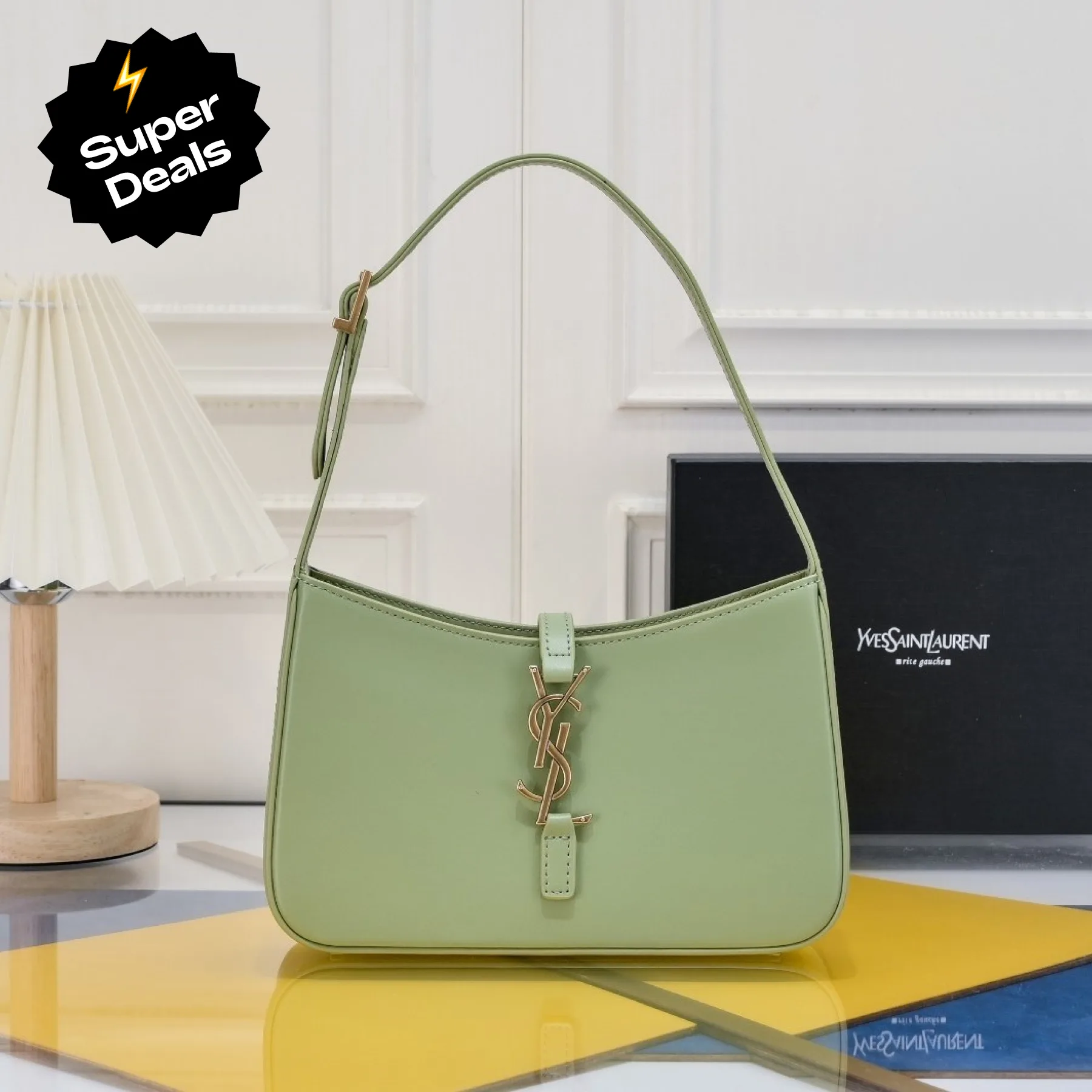 SAINT LAURENT YSL Le 5 à 7 Hobo Bag Leather-Green - Bag