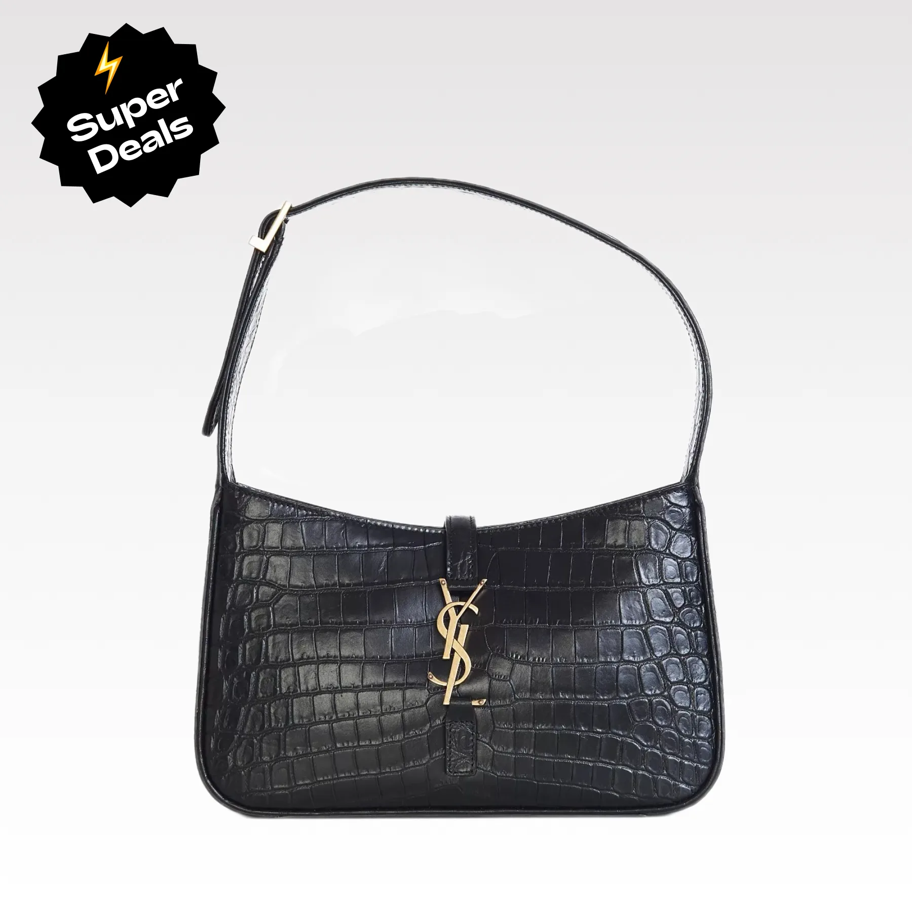 SAINT LAURENT YSL Croc-Embossed Le 5 à 7 Hobo Bag
