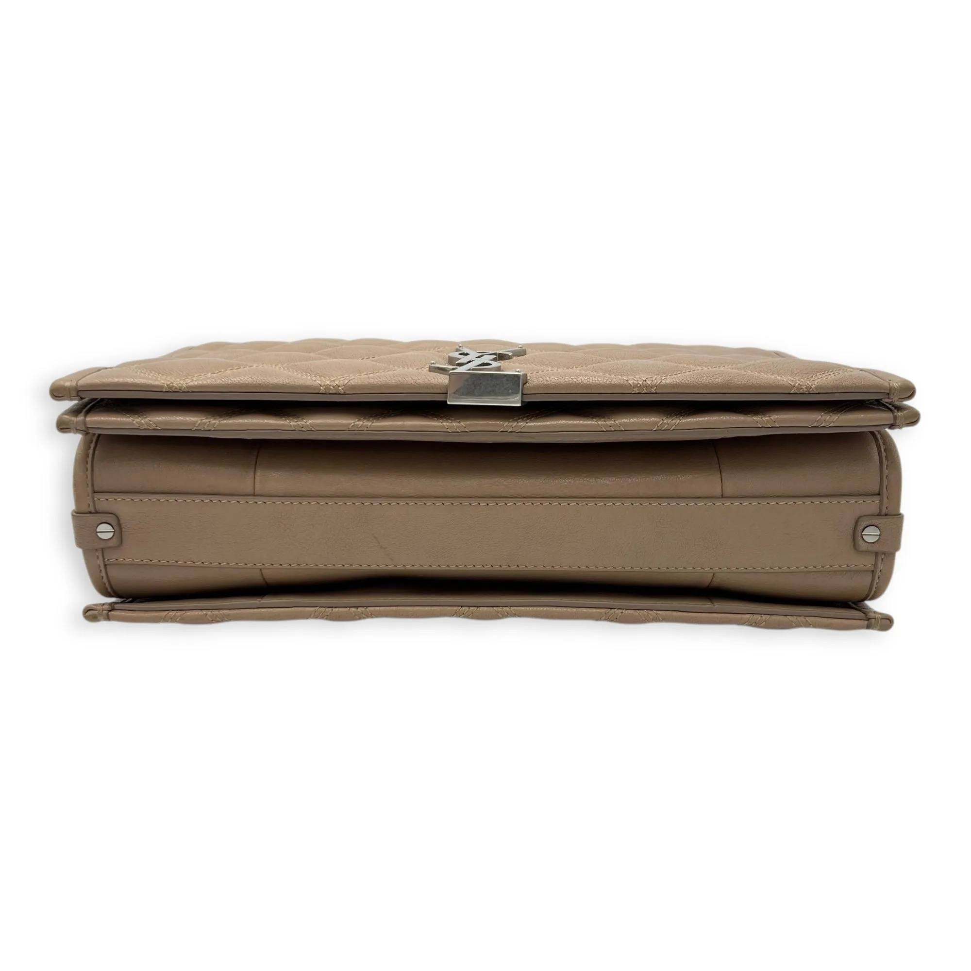Becky Shoulder Bag Beige in Goat Leather, Silver hardware