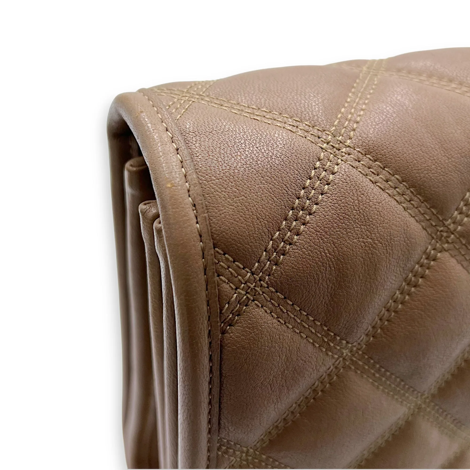 Becky Shoulder Bag Beige in Goat Leather, Silver hardware