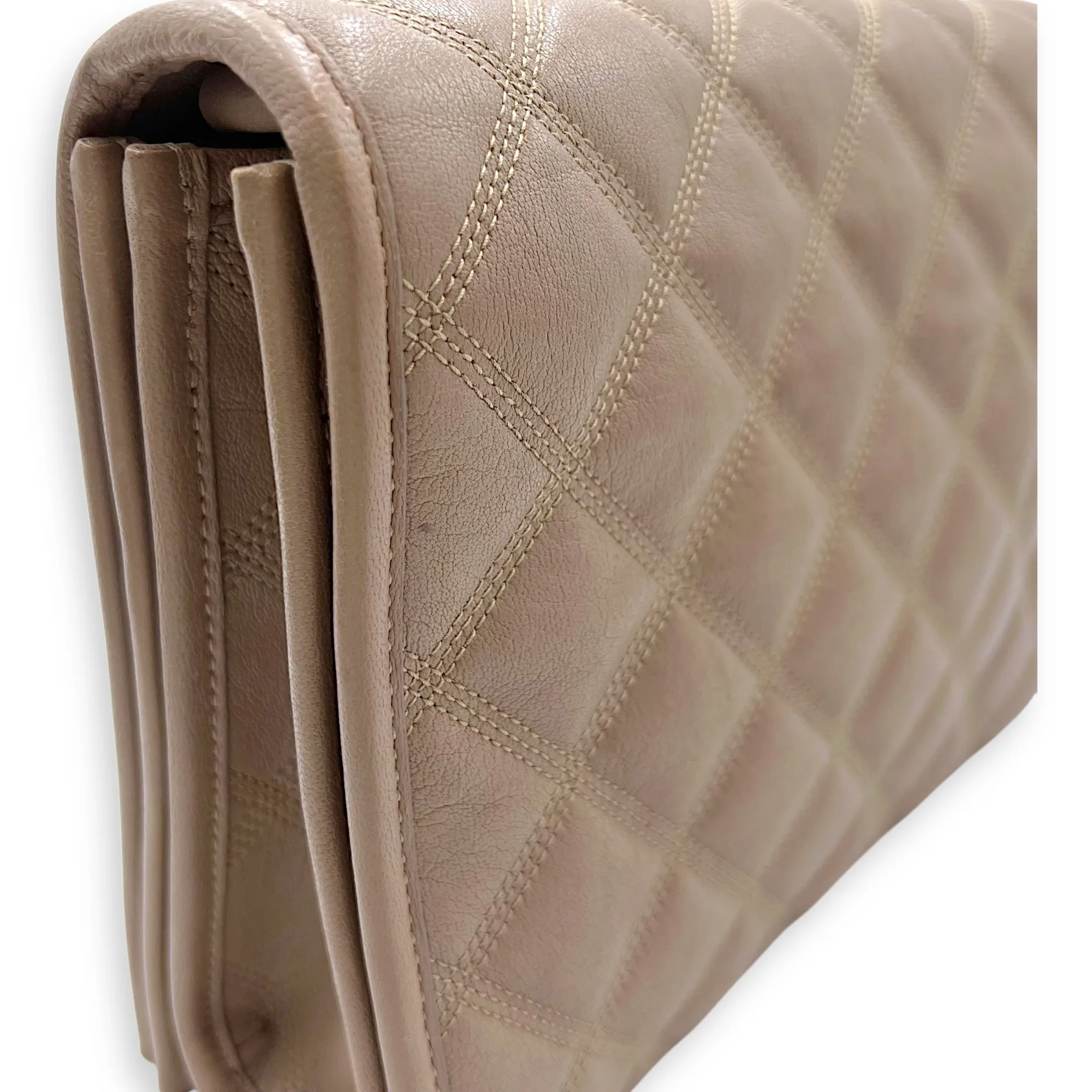 Becky Shoulder Bag Beige in Goat Leather, Silver hardware