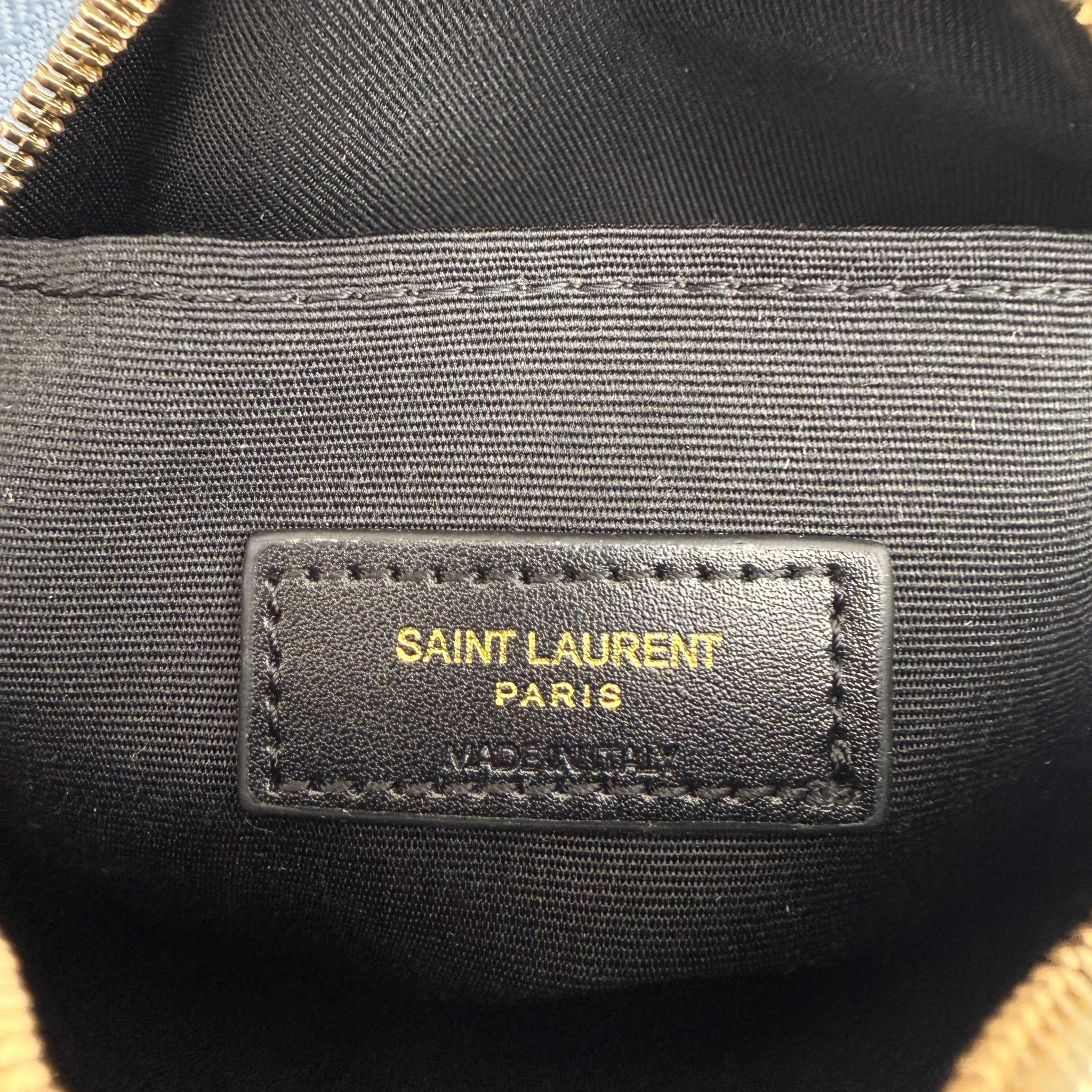 Saint Laurent YSL Round Vinyle Matelassé Quilted Denim Crossbody Bag